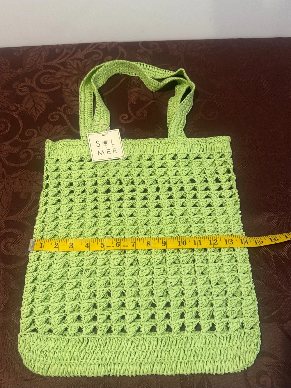 Collection XIIX Lime Green Straw Bag